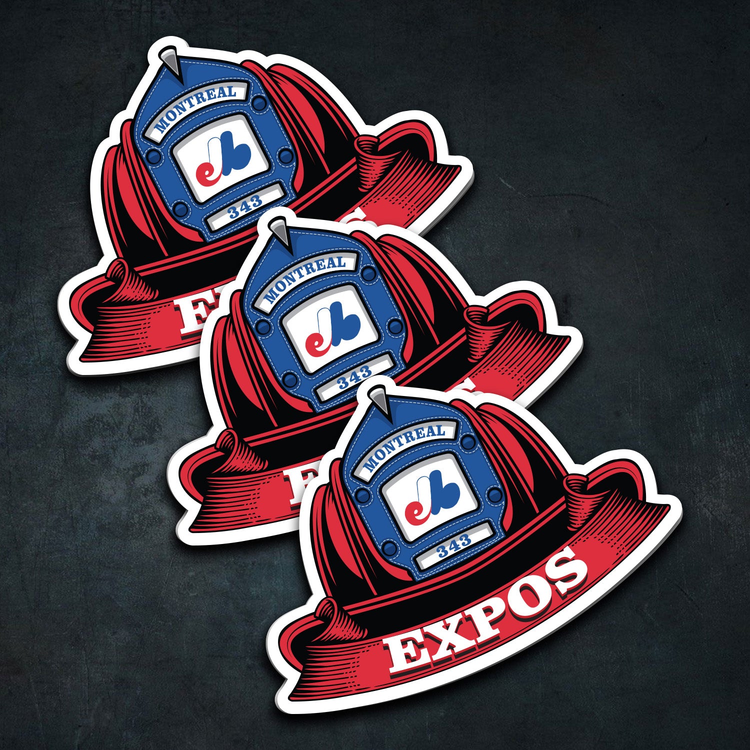 MLB (NATIONAL LEAGUE) Fire Helmet Sticker - 3 PACK